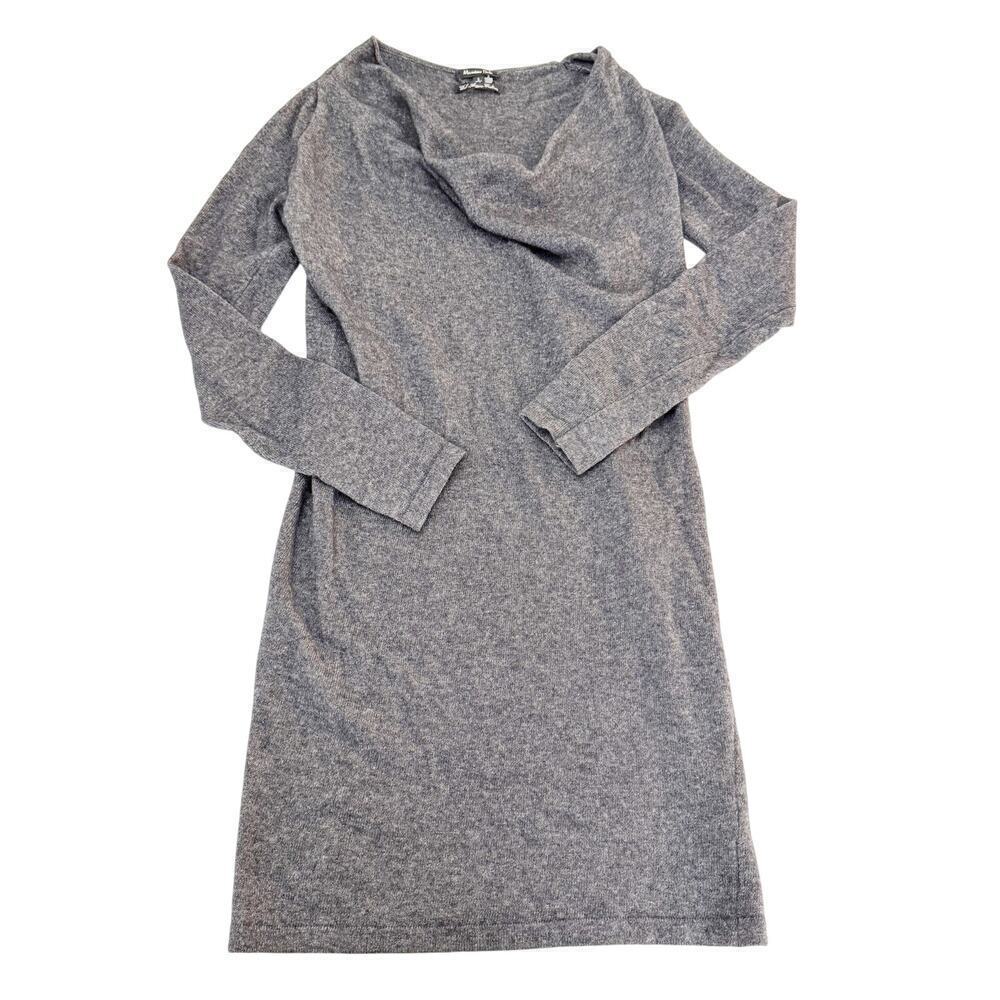 Massimo Dutti Angora Wool Cashmere Sweater Long Sleeve Scoop Neck Gray Size S
